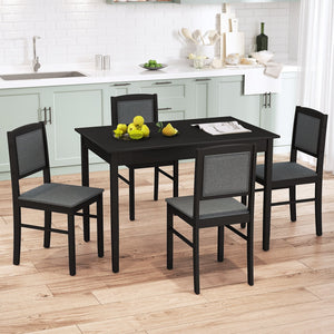 5-Piece Dining Set for 4 with Rubber Wood Legs for Small Dining Room-Gray view 2