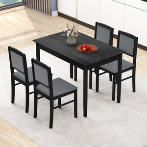 5-Piece Dining Set for 4 with Rubber Wood Legs for Small Dining Room-Gray view 3