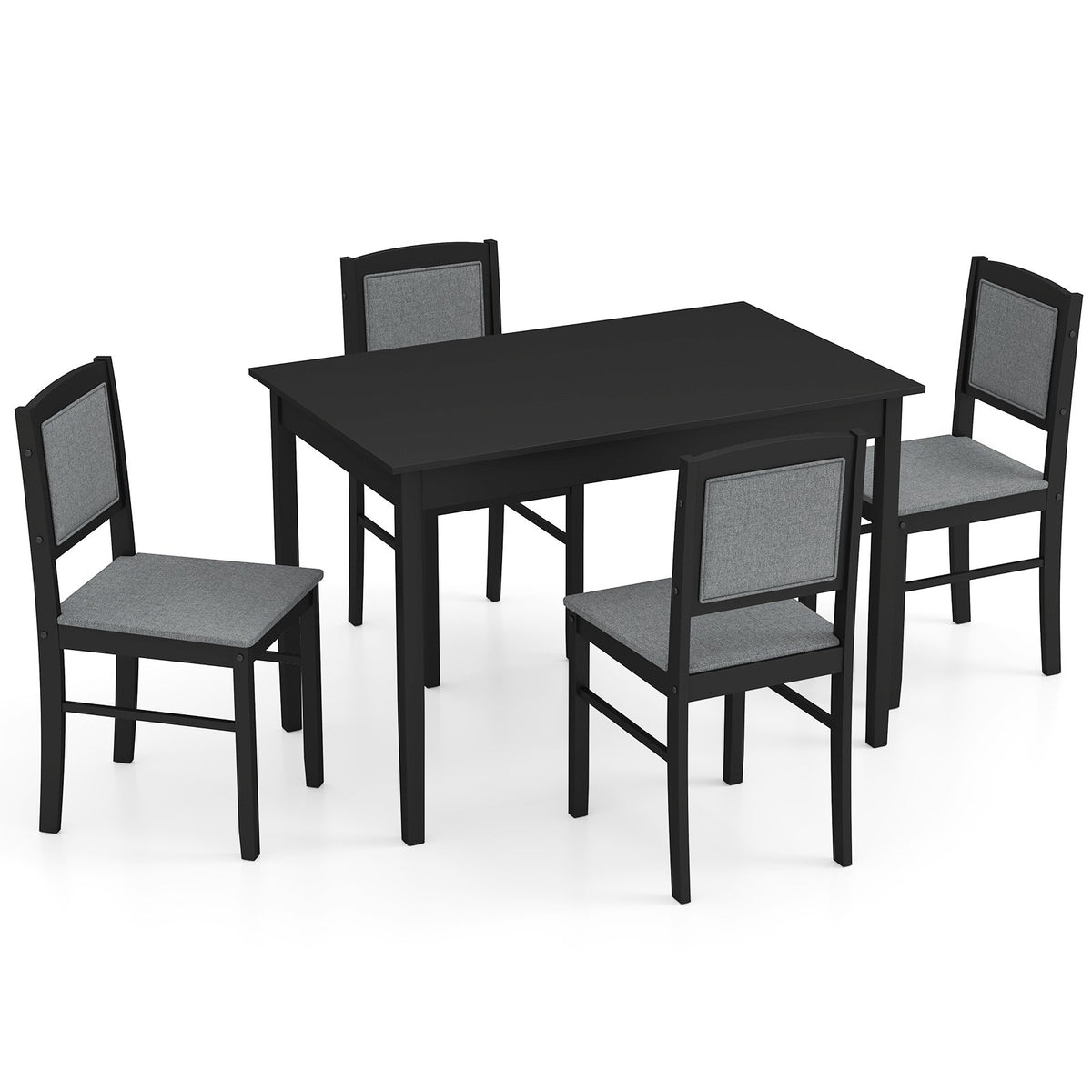 5-Piece Dining Set for 4 with Rubber Wood Legs for Small Dining Room-Gray view 4
