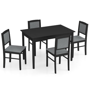 5-Piece Dining Set for 4 with Rubber Wood Legs for Small Dining Room-Gray view 4
