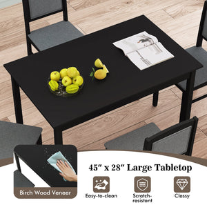 5-Piece Dining Set for 4 with Rubber Wood Legs for Small Dining Room-Gray view 7