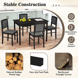 5-Piece Dining Set for 4 with Rubber Wood Legs for Small Dining Room-Gray view 9