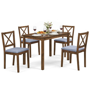 5-Piece Dining Set with Rectangular Table & Fabric Chairs for Small Space-Gray view 4