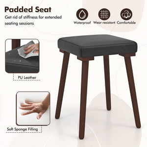 5 Piece Dining Table Set for 4 with 4 Upholstered Stools and Rubber Wood Legs-Brown view 9