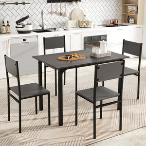 5 Piece Dining Table Set Industrial Style Kitchen Table and Chairs for 4-Grey view 3