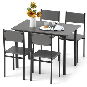 5 Piece Dining Table Set Industrial Style Kitchen Table and Chairs for 4-Grey view 7