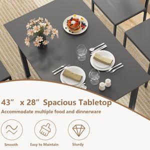 5 Piece Dining Table Set Industrial Style Kitchen Table and Chairs for 4-Grey view 8