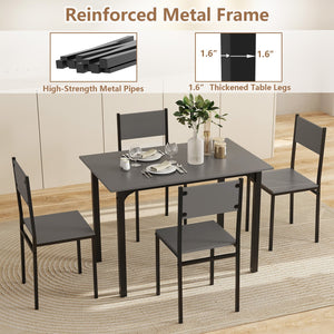 5 Piece Dining Table Set Industrial Style Kitchen Table and Chairs for 4-Grey view 9