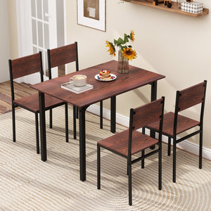 5 Piece Dining Table Set Industrial Style Kitchen Table and Chairs for 4-Walnut view 3