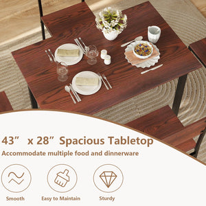 5 Piece Dining Table Set Industrial Style Kitchen Table and Chairs for 4-Walnut view 8