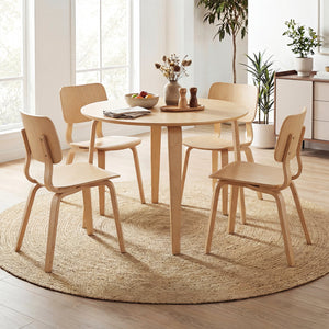 5 Piece Dining Table Set with 4 Padded Dining Chairs and Rubber Wood Table-Natural view 3
