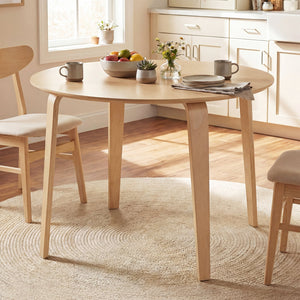 5 Piece Dining Table Set with 4 Padded Dining Chairs and Rubber Wood Table-Natural view 5