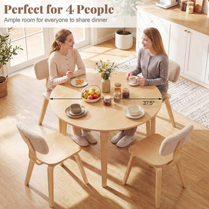5 Piece Dining Table Set with 4 Padded Dining Chairs and Rubber Wood Table-Natural view 7