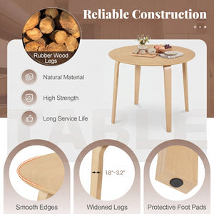 5 Piece Dining Table Set with 4 Padded Dining Chairs and Rubber Wood Table-Natural view 8
