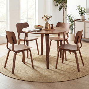 5 Piece Dining Table Set with 4 Padded Dining Chairs and Rubber Wood Table-Walnut & Gray view 3