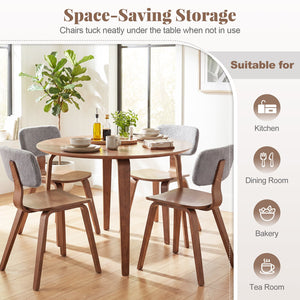 5 Piece Dining Table Set with 4 Padded Dining Chairs and Rubber Wood Table-Walnut & Gray view 6