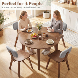 5 Piece Dining Table Set with 4 Padded Dining Chairs and Rubber Wood Table-Walnut & Gray view 7