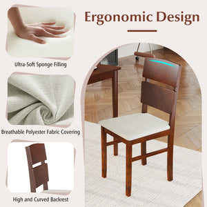 5-Piece Dining Table Set with High Curved Back for 4 People-Walnut view 6