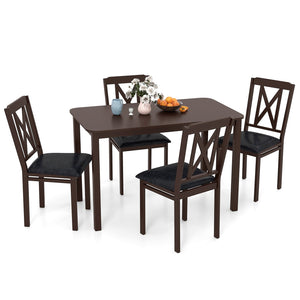 5-Piece Dining Table Set with Wide Tabletop and Rubber Wood Legs-Black view 4
