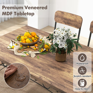 5-Piece Industrial Dining Table Set for 4 for Small Place Apartment-Brown view 8