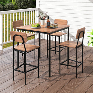 5-Piece Industrial Dining Table Set with Counter Height Table and 4 Bar Stools-Teak view 3