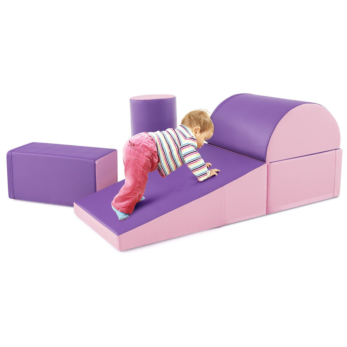 5-Piece Kids Climb and Crawl Activity Playset-Purple view 4