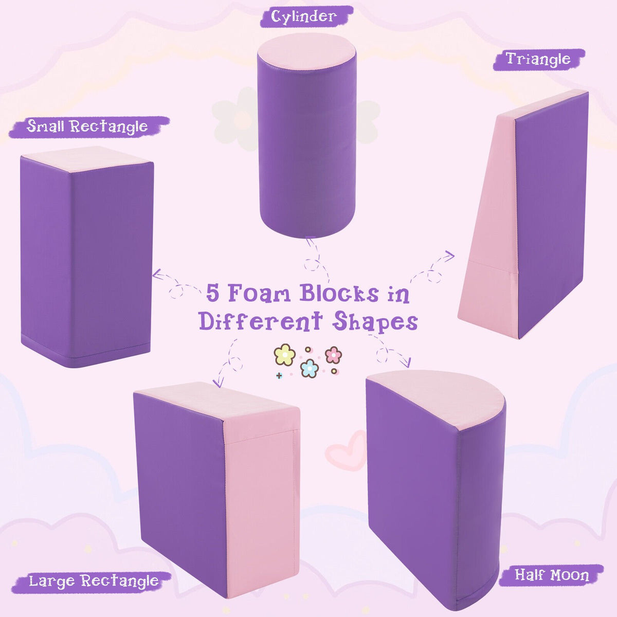 5-Piece Kids Climb and Crawl Activity Playset-Purple view 8