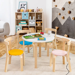 5-Piece Kids Wooden Curved Back Activity Table and Chair Set withToy Bricks view 2