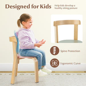 5-Piece Kids Wooden Curved Back Activity Table and Chair Set withToy Bricks view 8