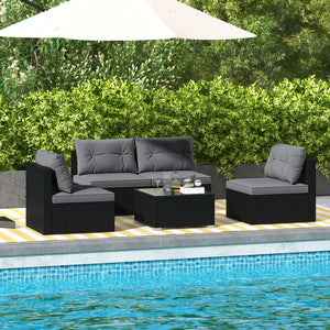 5-Piece Outdoor Patio Furniture Set with Cushions and Coffee Table-Gray view 2