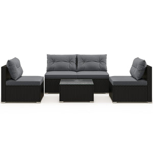 5-Piece Outdoor Patio Furniture Set with Cushions and Coffee Table-Gray view 4
