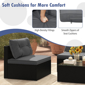 5-Piece Outdoor Patio Furniture Set with Cushions and Coffee Table-Gray view 8