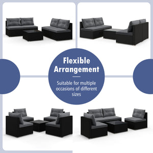5-Piece Outdoor Patio Furniture Set with Cushions and Coffee Table-Gray view 9