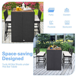 5 Pieces Patio Acacia Wood Dining Set view 3