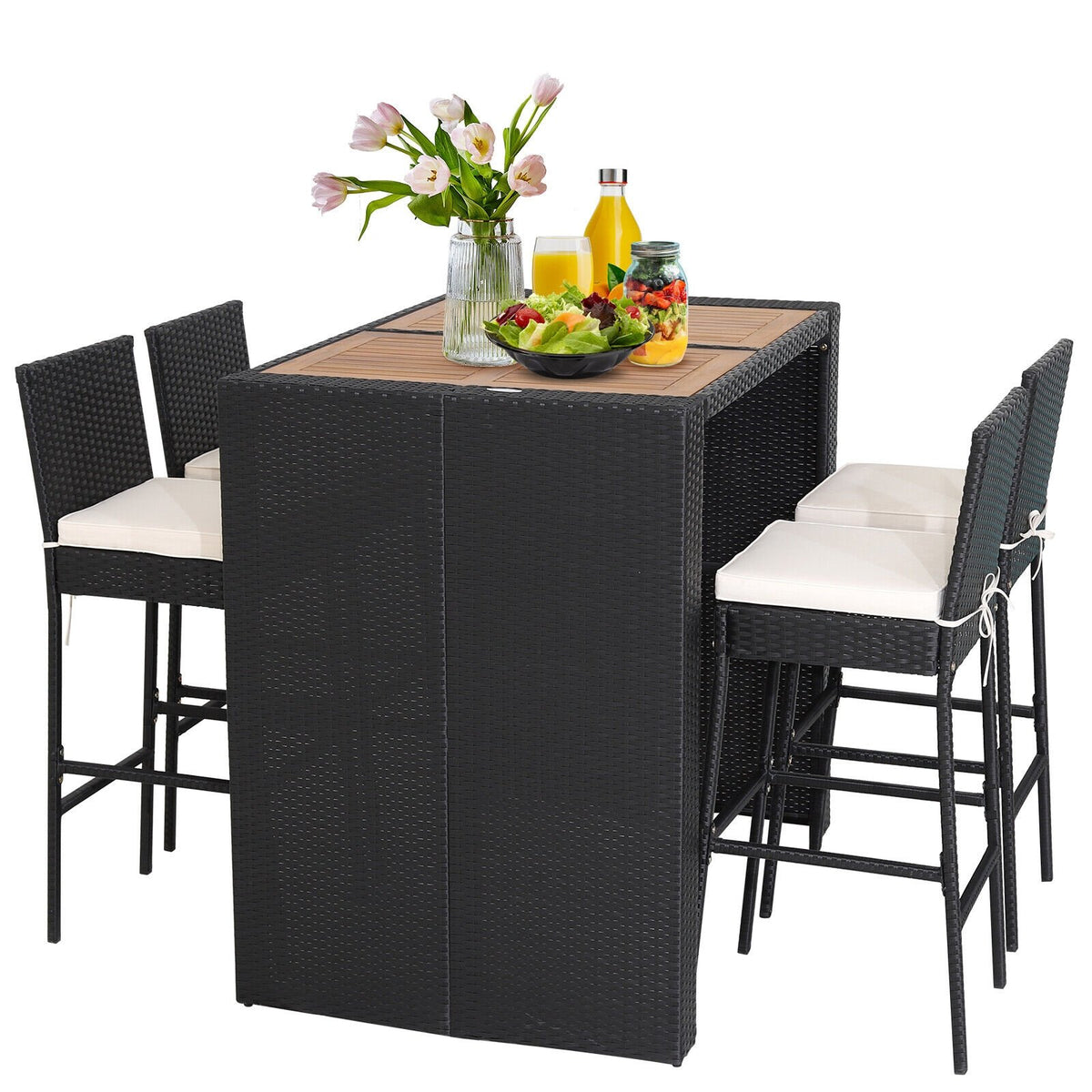 5 Pieces Patio Acacia Wood Dining Set view 4
