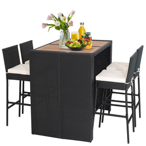 5 Pieces Patio Acacia Wood Dining Set view 4