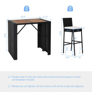 5 Pieces Patio Acacia Wood Dining Set view 5