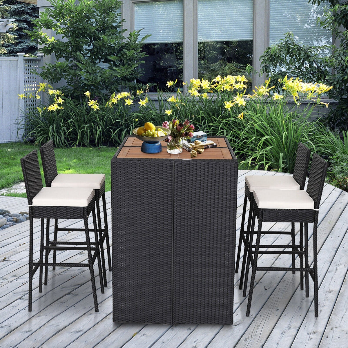 5 Pieces Patio Acacia Wood Dining Set view 6