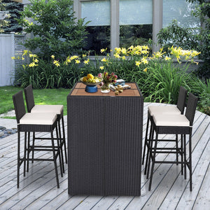 5 Pieces Patio Acacia Wood Dining Set view 6