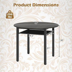 5-Piece Round Dining Table Set with Storage Shelf for Dining Room-Gray view 7