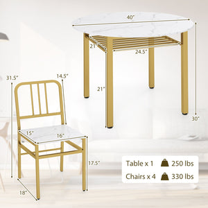 5-Piece Round Dining Table Set with Storage Shelf for Dining Room-White view 5