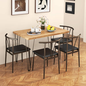 5-Piece Space-saving Dining Table Set Industrial Rectangular Kitchen Table and 4 Armless Chairs-Black view 6