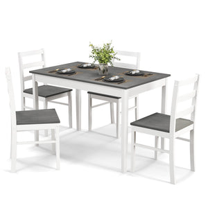 5-Piece Wooden Dining Set with Rectangular Table and 4 Chairs-Gray view 3