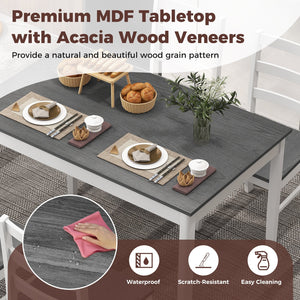 5-Piece Wooden Dining Set with Rectangular Table and 4 Chairs-Gray view 7