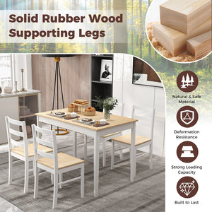 5-Piece Wooden Dining Set with Rectangular Table and 4 Chairs-Natural view 8
