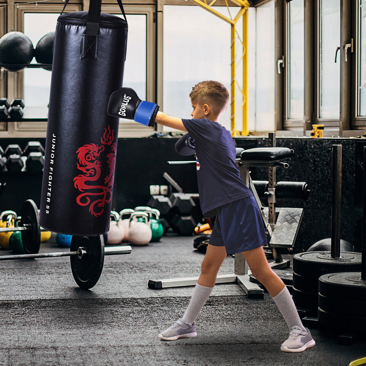 5 Pieces 40Lbs Filled Punching Boxing Set with Jump Rope and Gloves view 2