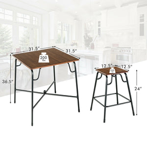5 Pieces Bar Table Set with 4 Counter Height Backless Stools-Rustic Brown view 5