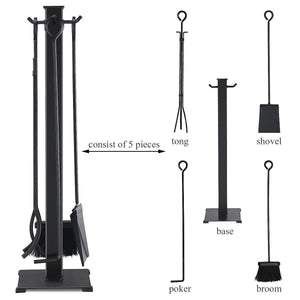 5 Pieces Fireplace Iron Fire Place Tool Set view 5