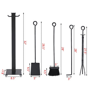 5 Pieces Fireplace Iron Fire Place Tool Set view 8