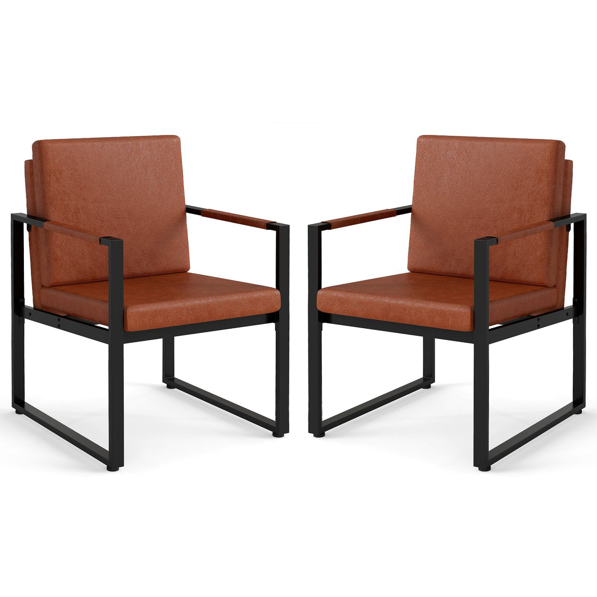 5 Pieces Living Room Set with 2 Accent Chairs and 2 Coffee Tables-Brown view 5